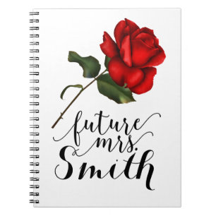 Elegant Red Rose Elegant Glam Floral Future Mrs. Notebook