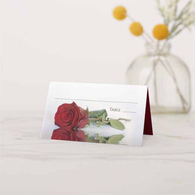 Elegant Red Rose Elegant Wedding Write-In Place Card (Front)