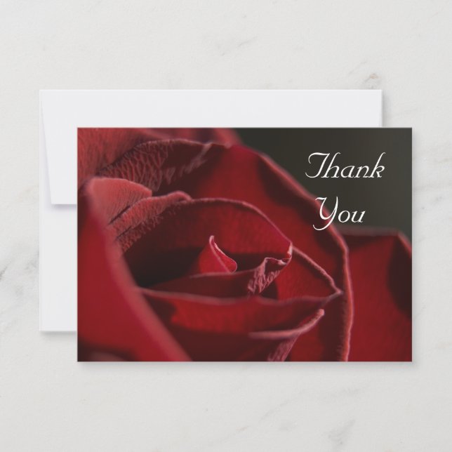 Elegant Red Rose Flat Thank You Notes Invitation (Front)