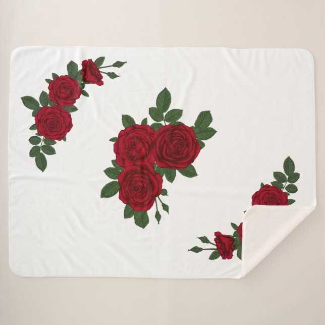 Elegant Red Rose Floral Blanket (Front (Horizontal))