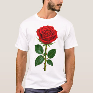 Elegant Red Rose Floral Design T-Shirt