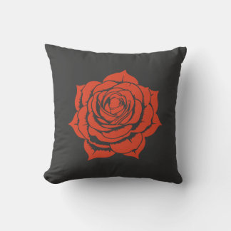 Elegant Red Rose Floral Design Throw Pillow