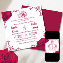 Elegant Red Rose Floral Islamic Muslim Wedding
