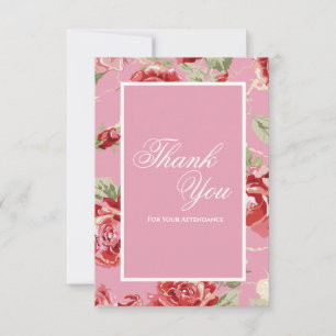Elegant Red rose floral  Thank You Card