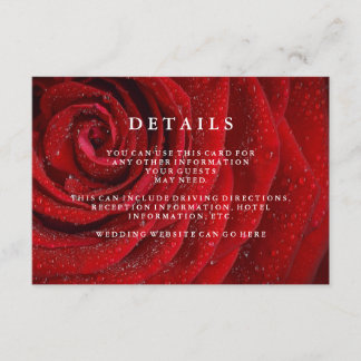 Elegant Red Rose Floral Wedding Details Enclosure