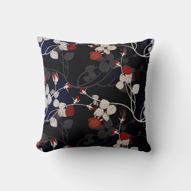Elegant Red Rose Flower Cushion (Front)