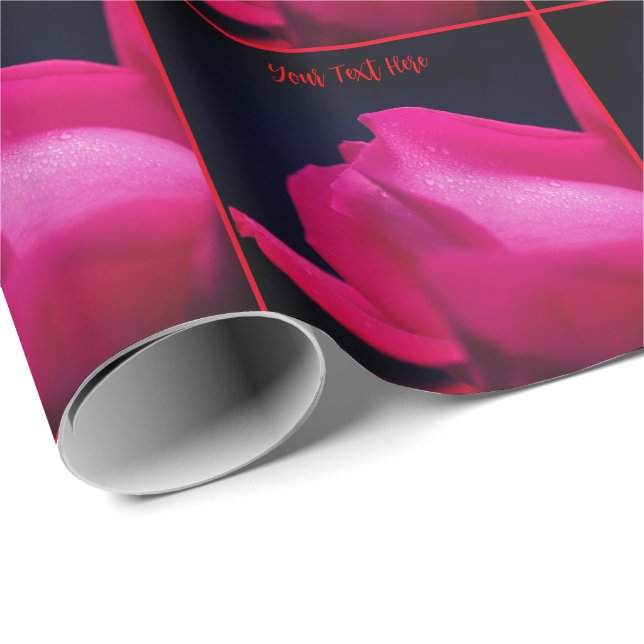 Elegant Red Rose Flower Personalised Wrapping Paper (Roll Corner)