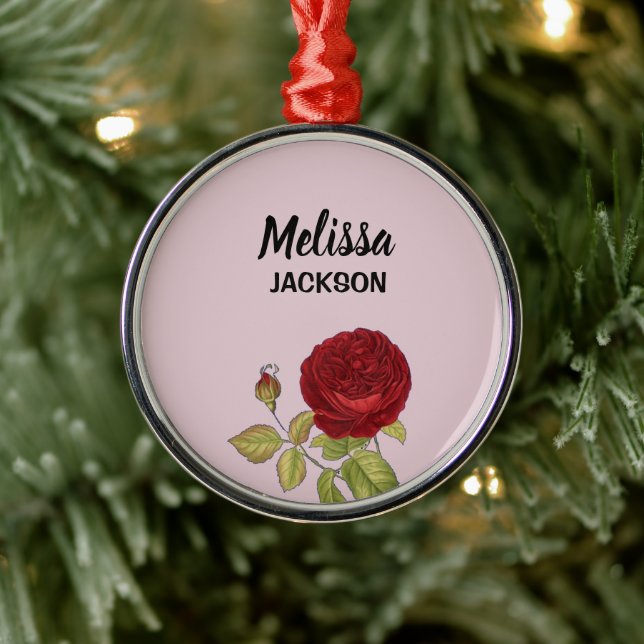 Elegant red rose flower pink metal tree decoration (Tree)