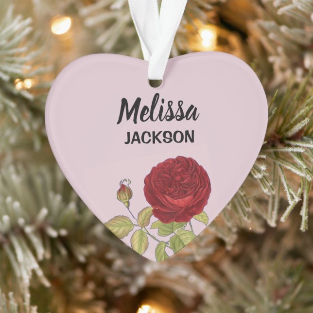 Elegant red rose flower pink ornament (Tree)