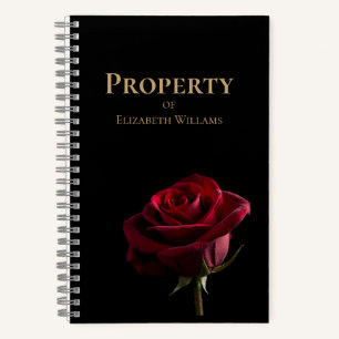 Elegant Red Rose Notebook, Romantic Floral Journal