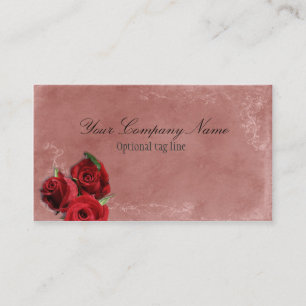 Elegant Red Rose on Burgundy Vintage Antique Business Card