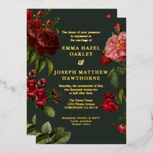 Elegant red rose on green vintage classic Wedding 