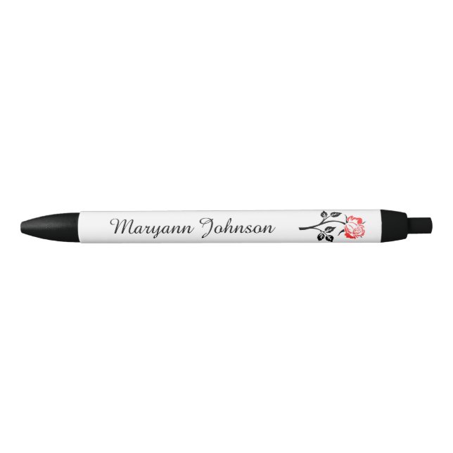 Elegant Red Rose Personalised Ink Pen (Front)