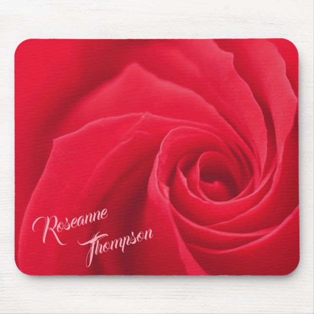 Elegant Red Rose Personalised Mouse Mat (Front)