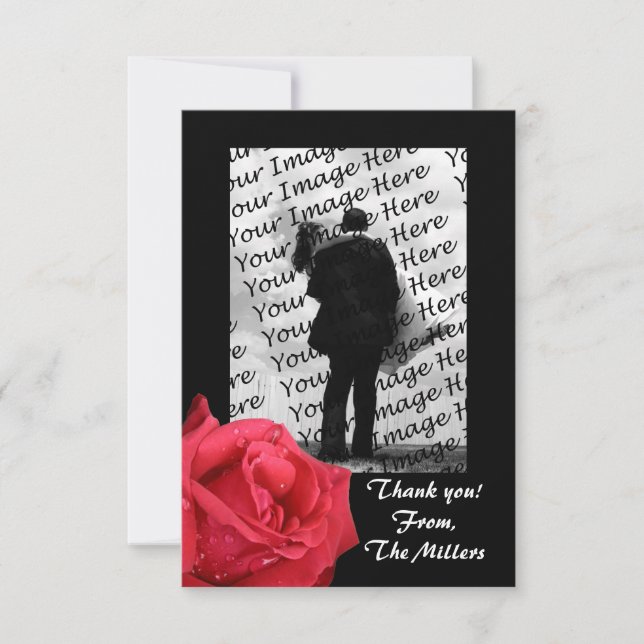 Elegant Red Rose Photo Thank You Notes Invitation (Front)