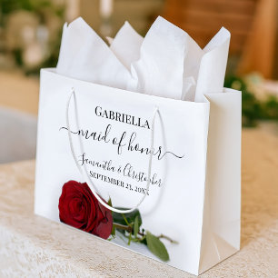 Elegant Red Rose Posh & Glam Maid of Honor Wedding Large Gift Bag