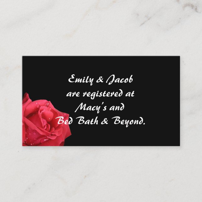 Elegant Red Rose Registry Insert Cards (Front)