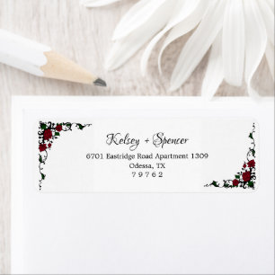 Elegant Red Rose Return Address Labels