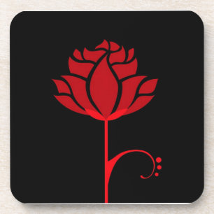 Elegant Red Rose Set of 6 Coasters