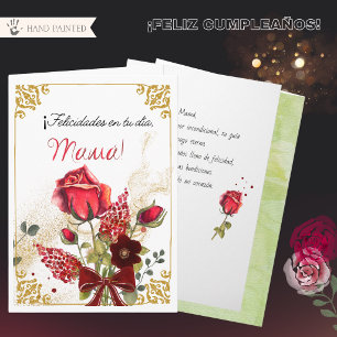 Elegant Red Rose Spanish Mum Birthday Card