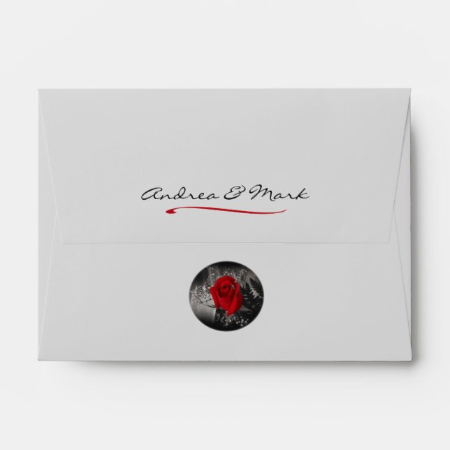 Elegant Red Rose Vignette Envelope (Back (Top Flap))