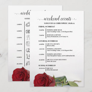 Elegant Red Rose Wedding Events & Timeline Programme