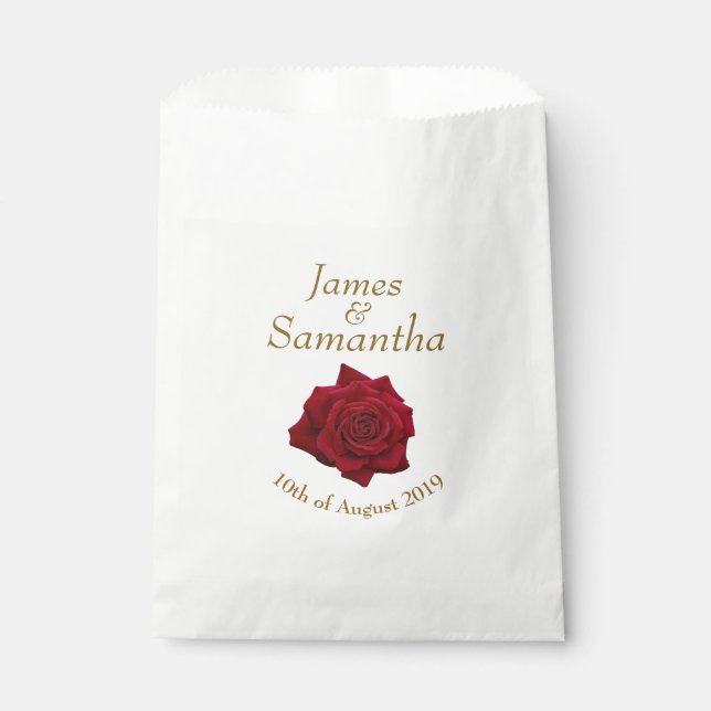 Elegant Red Rose - Wedding Favour Bags (Front)