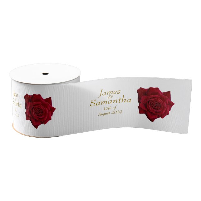 Elegant Red Rose - Wedding Grosgrain Ribbon (Spool)