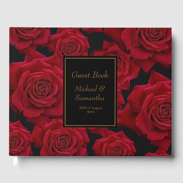 Elegant Red Rose - Wedding Guest Book (Front)