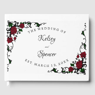 Elegant Red Rose Wedding Guestbook