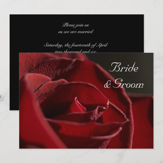 Elegant Red Rose Wedding Invitation (Front/Back)