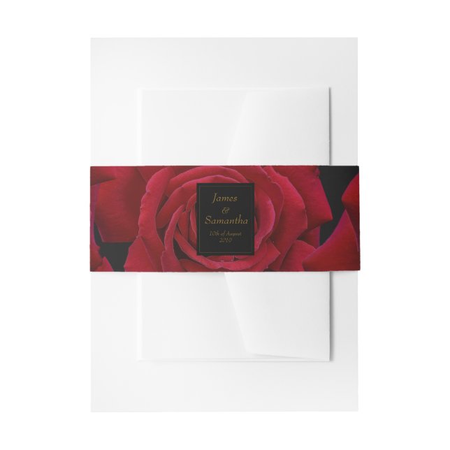 Elegant Red Rose - Wedding Invitation Belly Band (Front Example)