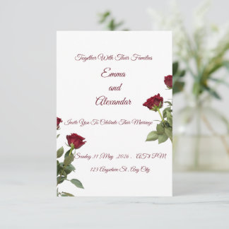 Elegant Red Rose Wedding Invitation Template