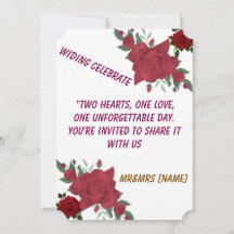 Elegant Red Rose Wedding Invitation | Two Hearts O