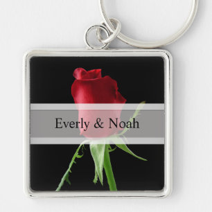Elegant Red Rose Wedding Keychain