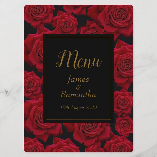Elegant Red Rose - Wedding Menu (Front)