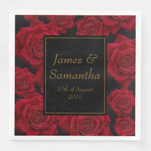 Elegant Red Rose - Wedding Napkin