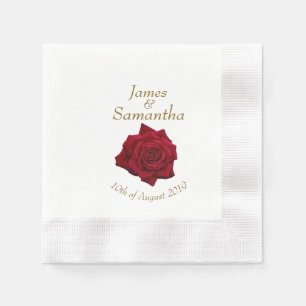 Elegant Red Rose - Wedding Napkin