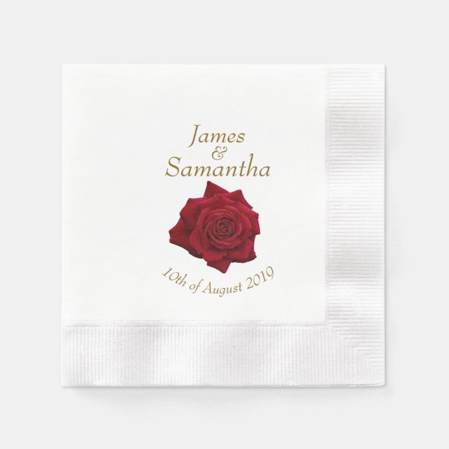 Elegant Red Rose - Wedding Napkin (Front)