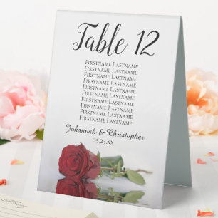 Elegant Red Rose Wedding Number Seating Chart