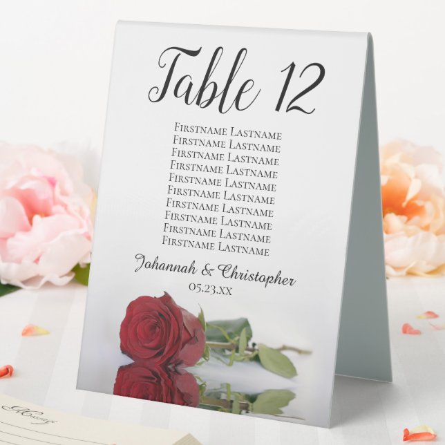 Elegant Red Rose Wedding Number Seating Chart (In SItu (Wedding))