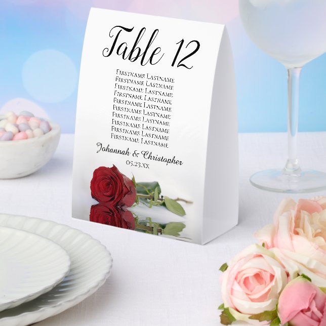 Elegant Red Rose Wedding Number Seating Chart (Insitu(Wedding))