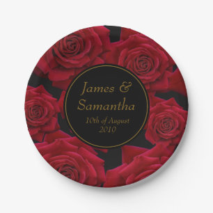 Elegant Red Rose - Wedding Paper Plate