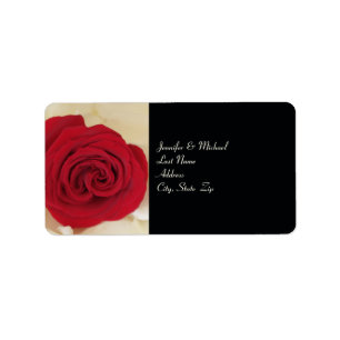 Elegant Red Rose Wedding Return Address Label
