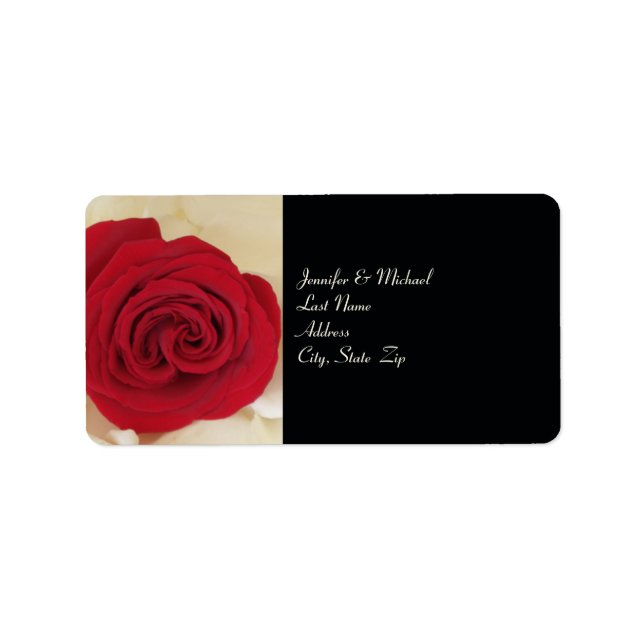 Elegant Red Rose Wedding Return Address Label (Front)