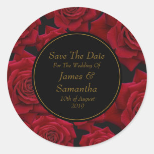 Elegant Red Rose - Wedding Save The Date Classic Round Sticker