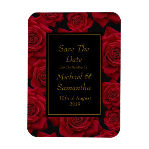 Elegant Red Rose - Wedding Save The Date Magnet