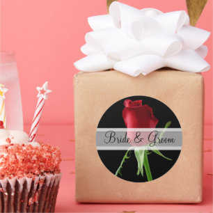 Elegant Red Rose Wedding Stickers