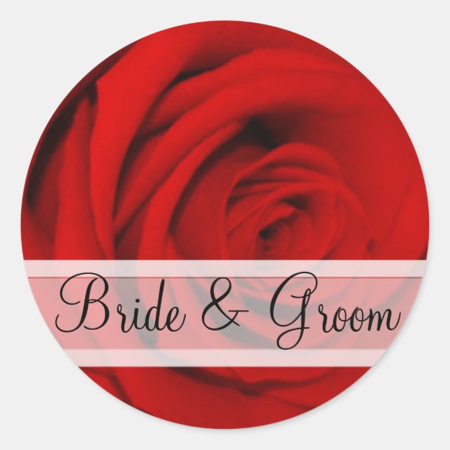 Elegant Red Rose Wedding Stickers (Front)