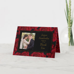 Elegant Red Rose - Wedding Thank You Card